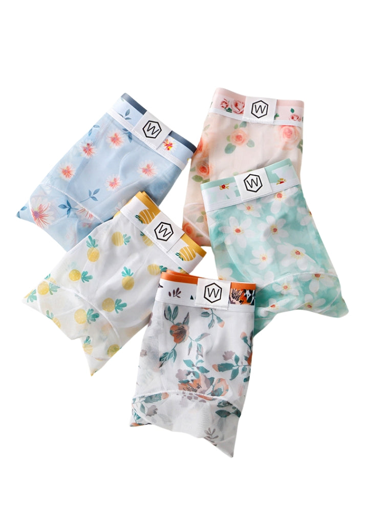 4 Pack Men’s Flower Print Pouch Silky Touch Briefs