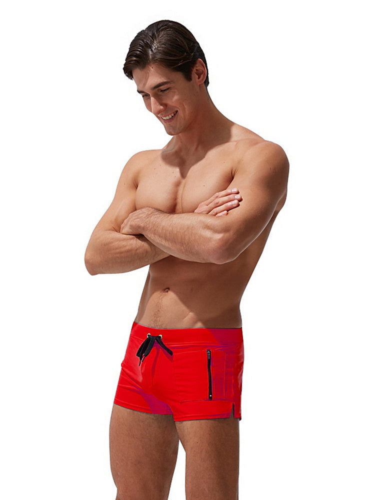 Men's Zippered Pocket Design Moisture-Wicking Swim Shorts & Trunks
