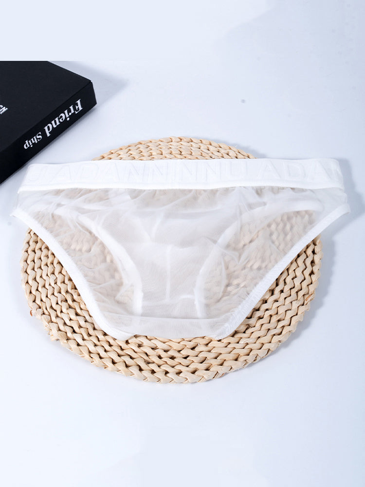 2 Pack Men's Stretch Solid Color Sexy Crotch Single-Layer Briefs with Support Ring