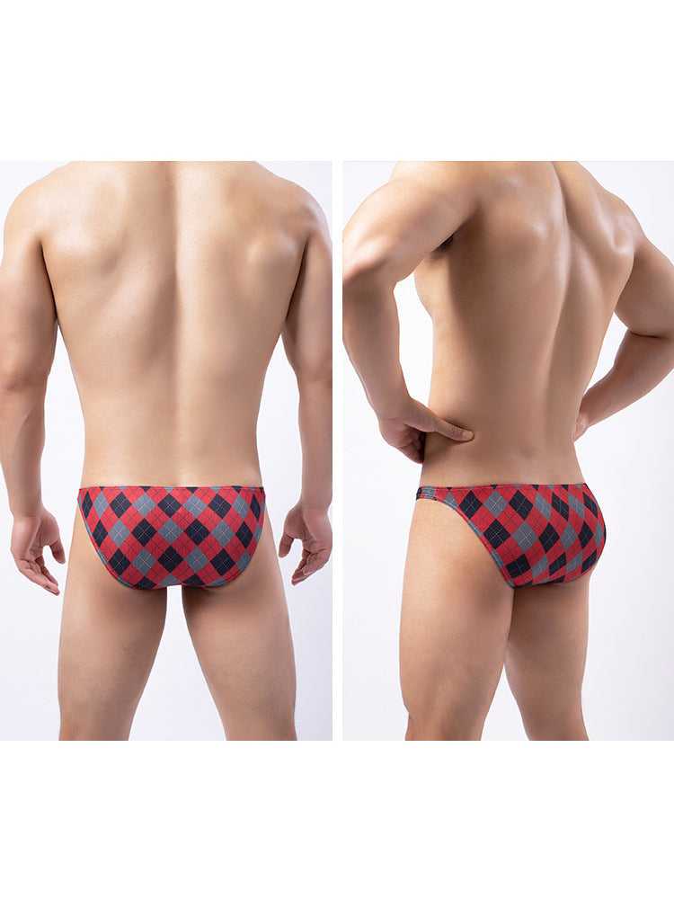Men's Rhombus Check Pattern Pouch Briefs
