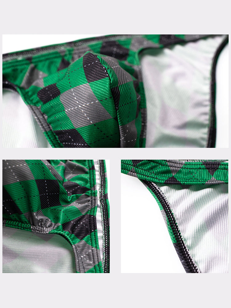 Men's Rhombus Check Pattern Pouch Briefs
