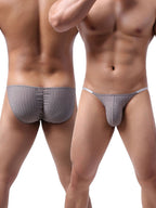 3 Pack Men's Low-Rise Striped Camisole Briefs with Raised Pockets