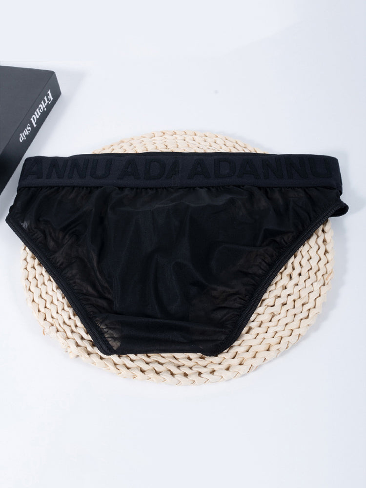 2 Pack Men's Stretch Solid Color Sexy Crotch Single-Layer Briefs with Support Ring