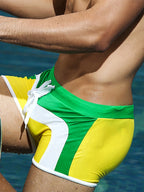 Men's Trendy Color-Block Beach Swim Shorts & Trunks