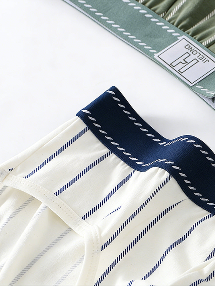 4 Pack Men's Striped Design Soft-Touch Cotton Fabric Breathable Briefs