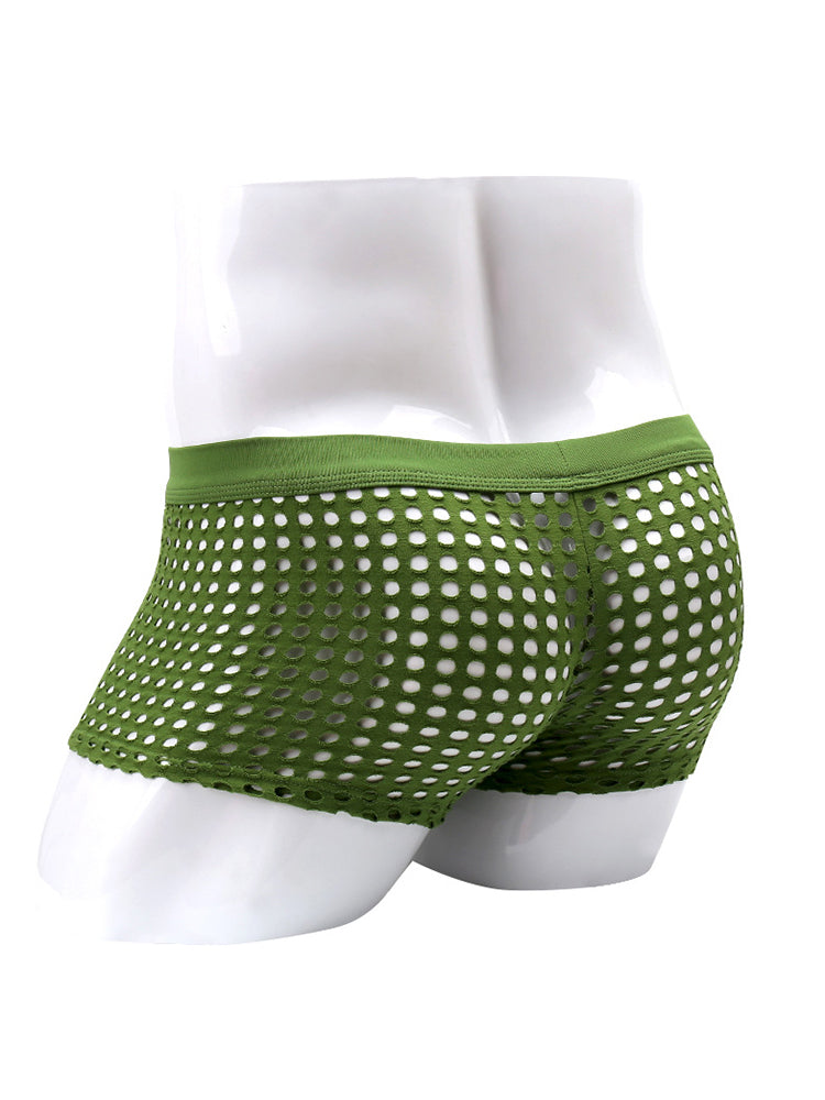2 Pack Men's Hollow Mesh Sexy Trendy Moisture-Wicking Trunks