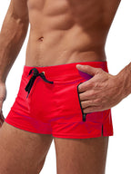 Men's Zippered Pocket Design Moisture-Wicking Swim Shorts & Trunks