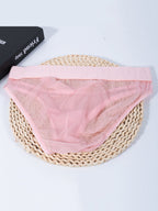 2 Pack Men's Stretch Solid Color Sexy Crotch Single-Layer Briefs with Support Ring