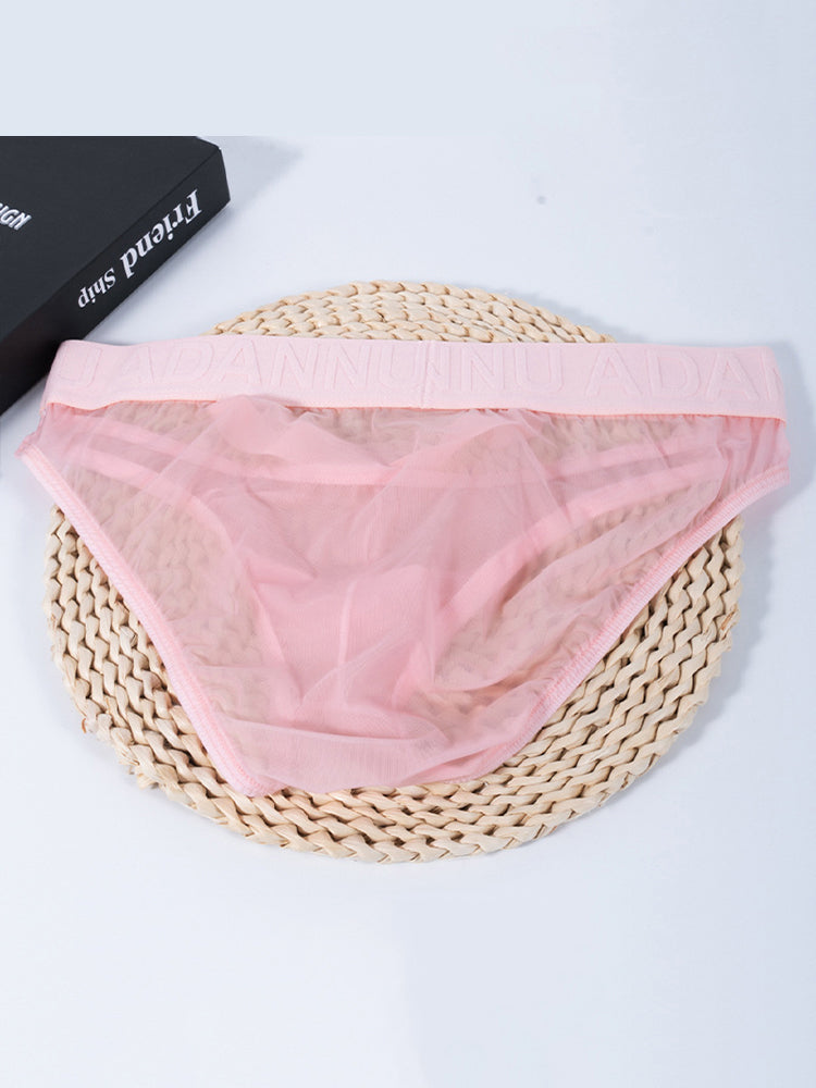 2 Pack Men's Stretch Solid Color Sexy Crotch Single-Layer Briefs with Support Ring