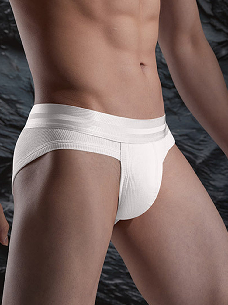 3 Pack Men's Soft Cotton Blend Waffle Briefs with Separate Pouch and High-Leg Cut