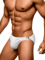 Men's Quick-Dry Odor-Control Solid Color Side Snap Swim Briefs