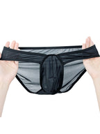 2 Pack Men's Ice Silk Breathable Sexy Low-Rise Anti-Odor Briefs