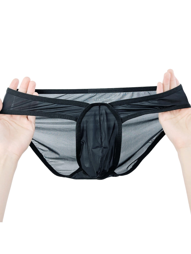 2 Pack Men's Ice Silk Breathable Sexy Low-Rise Anti-Odor Briefs