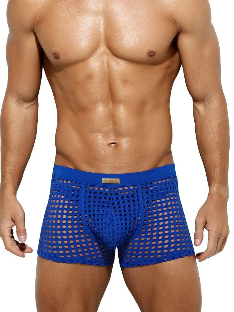 2 Pack Men's Hollow Mesh Sexy Trendy Moisture-Wicking Trunks