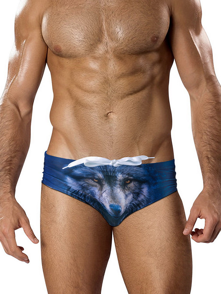 Men's Low-Rise Stylish Animal Print Swim Briefs