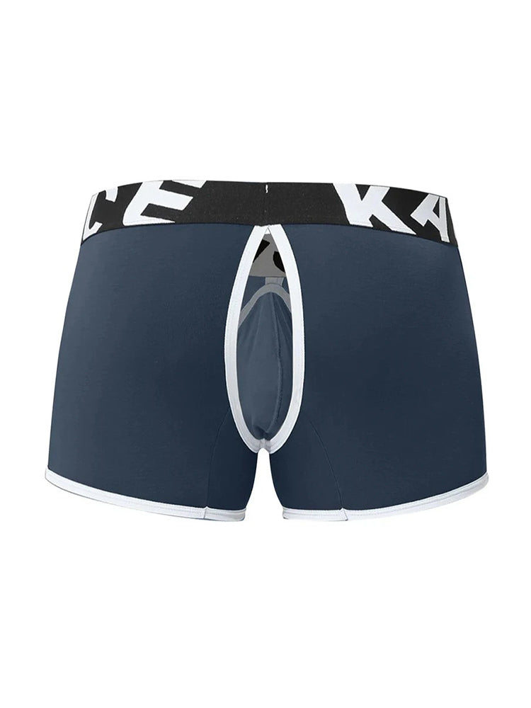 2 Pack Men's Sexy Modal Trunks with Open Front & Back and Removable Pouch