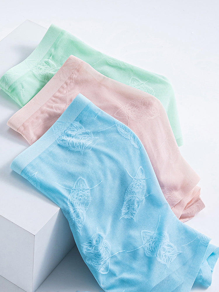 4 Pack Men's Ice Silk Antibacterial Mid-Rise Seamless Comfort Trunks