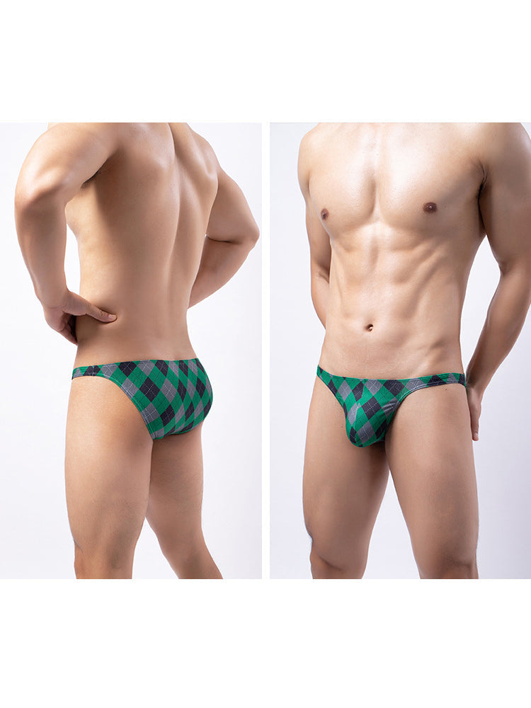 Men's Rhombus Check Pattern Pouch Briefs