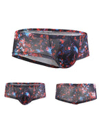 Men's Sexy Botanical Printed Mesh Underwear
