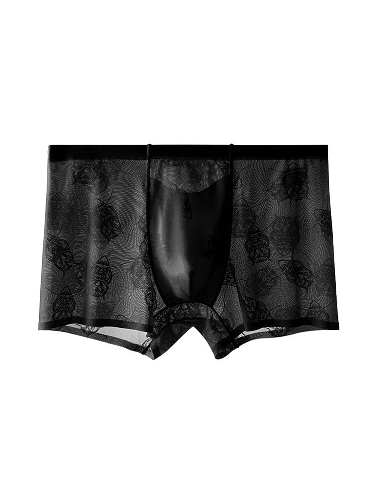 4 Pack Men's Ice Silk Antibacterial Mid-Rise Seamless Comfort Trunks