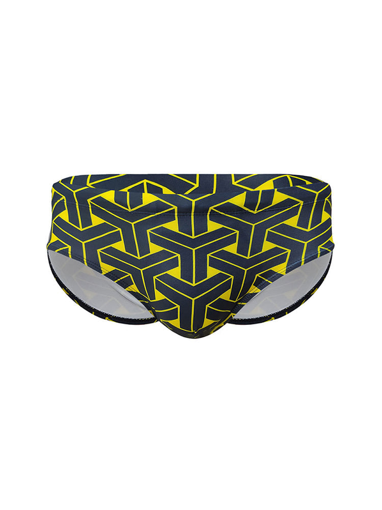 Men's 3D Pouch Printed Fitness Swim Briefs