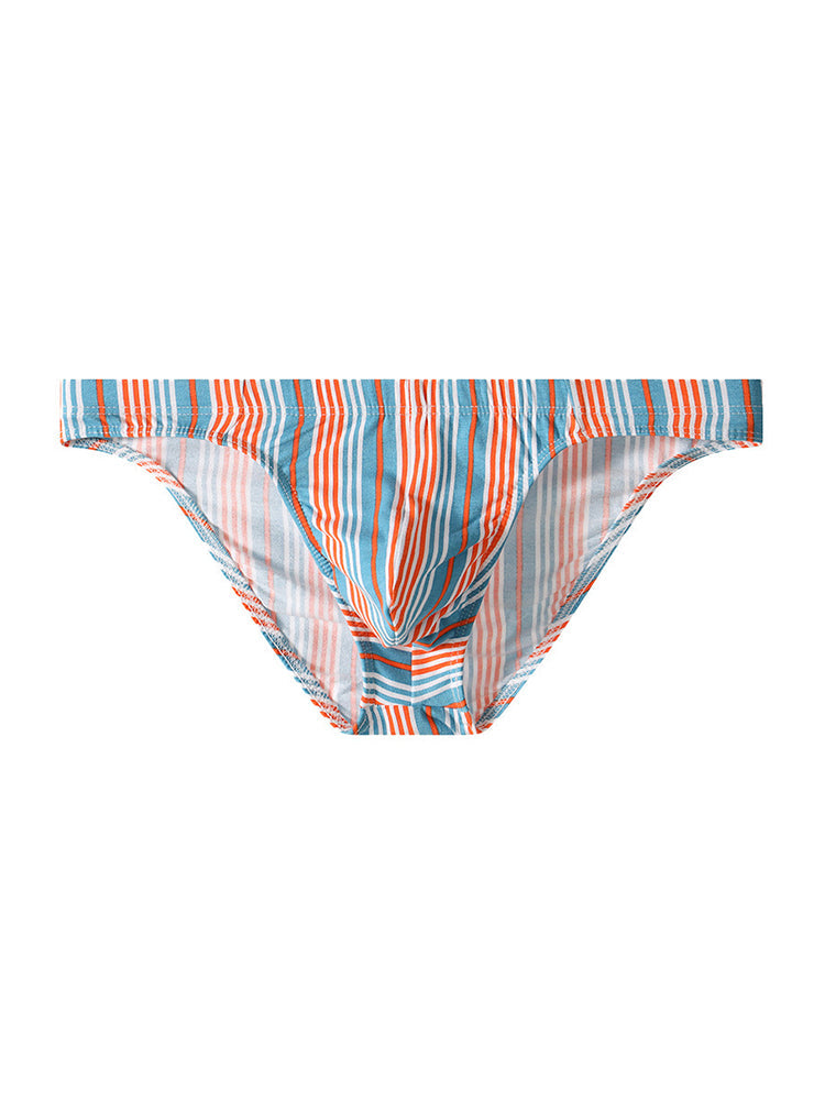 4 Pack Men's Striped Breathable Cotton Slim-Fit U-Pouch Briefs