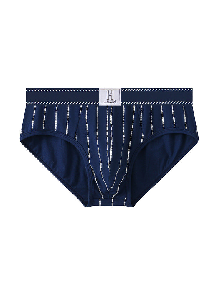 4 Pack Men's Striped Design Soft-Touch Cotton Fabric Breathable Briefs