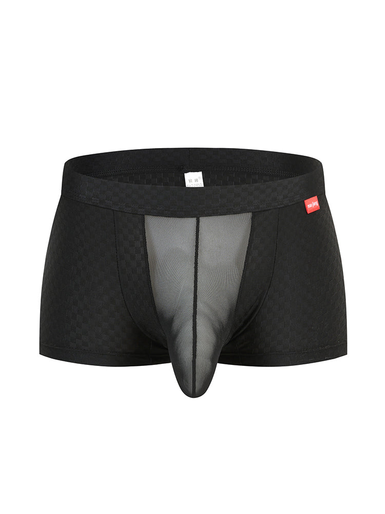 Men's Low-Rise Mesh Trunks – Breathable Nylon with 3D Pouch Support