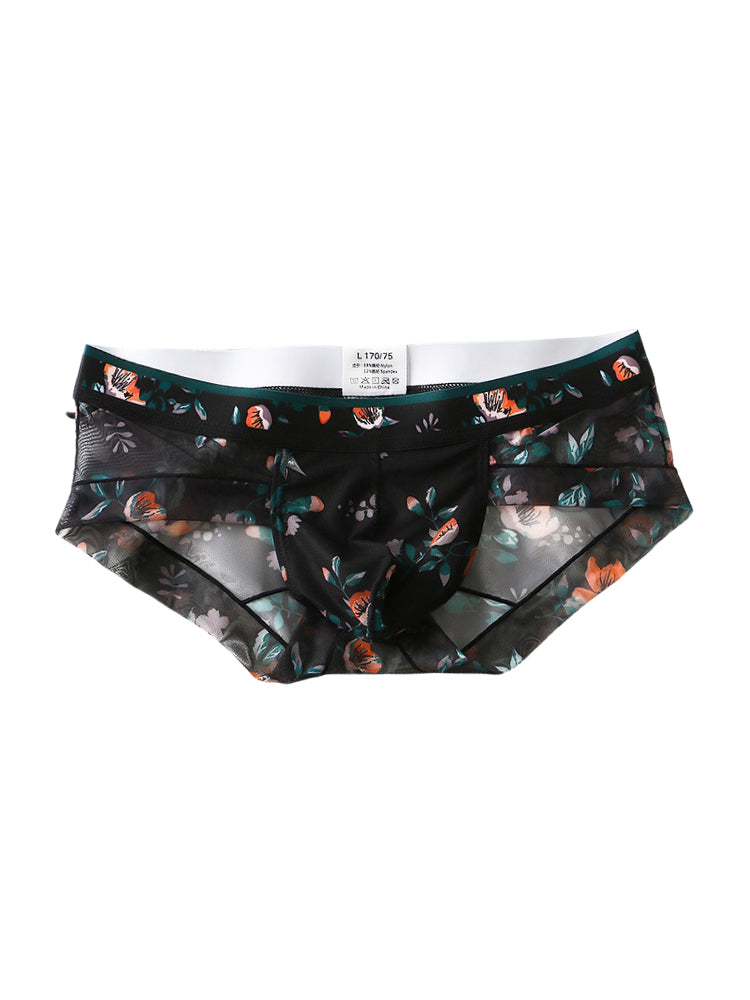 4 Pack Men’s Flower Print Pouch Silky Touch Briefs