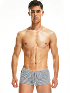 2 Pack Men’s Classic Striped Trunks with Button Fly
