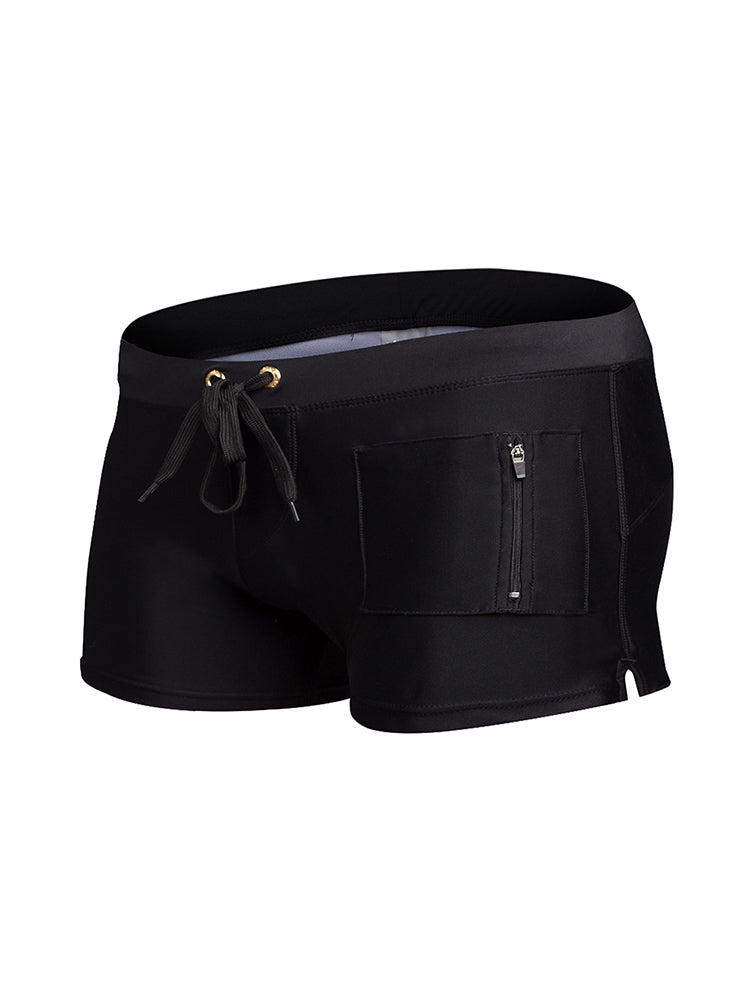 Men's Zippered Pocket Design Moisture-Wicking Swim Shorts & Trunks