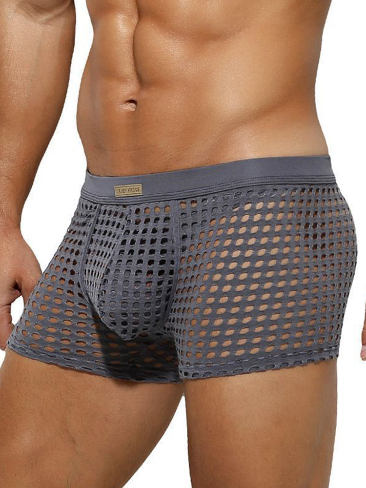 2 Pack Men's Hollow Mesh Sexy Trendy Moisture-Wicking Trunks