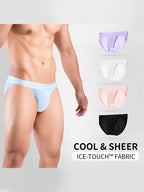 2 Pack Men's Ultra-Soft Ice Silk Quick-Dry Smooth Cooling Briefs