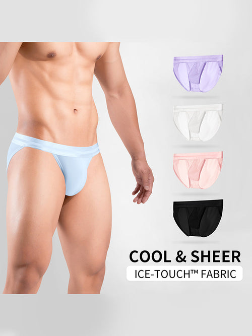 2 Pack Men's Ultra-Soft Ice Silk Quick-Dry Smooth Cooling Briefs