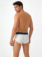 4 Pack Men's Striped Design Soft-Touch Cotton Fabric Breathable Briefs
