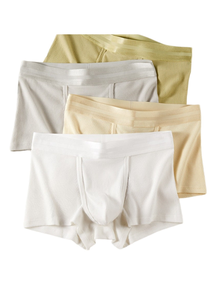 3 Pack Men's Breathable Comfort Double-Sided Access Soft Waffle Cotton Trunks