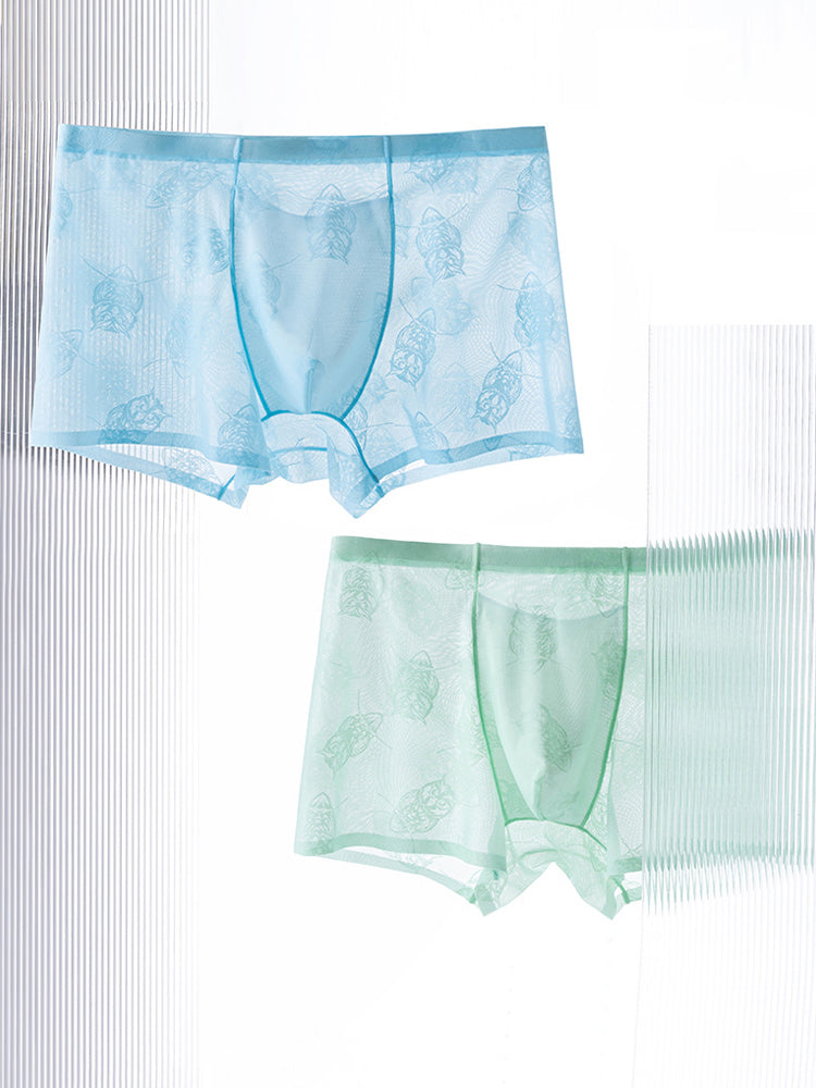 4 Pack Men's Ice Silk Antibacterial Mid-Rise Seamless Comfort Trunks