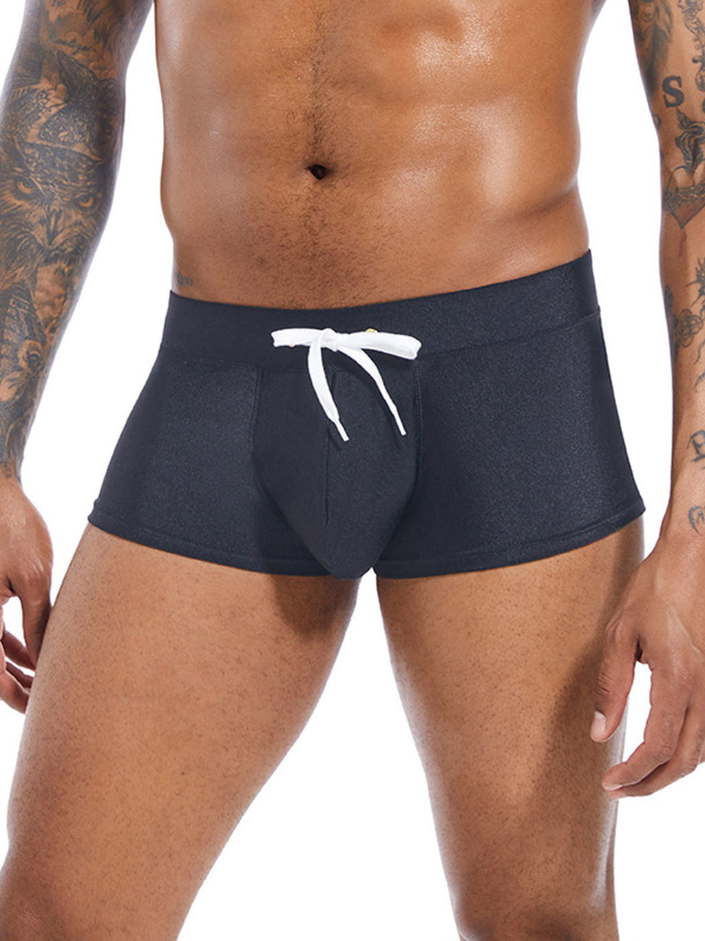 Men’s U Convex Pouch Swim Trunks with Drawstring