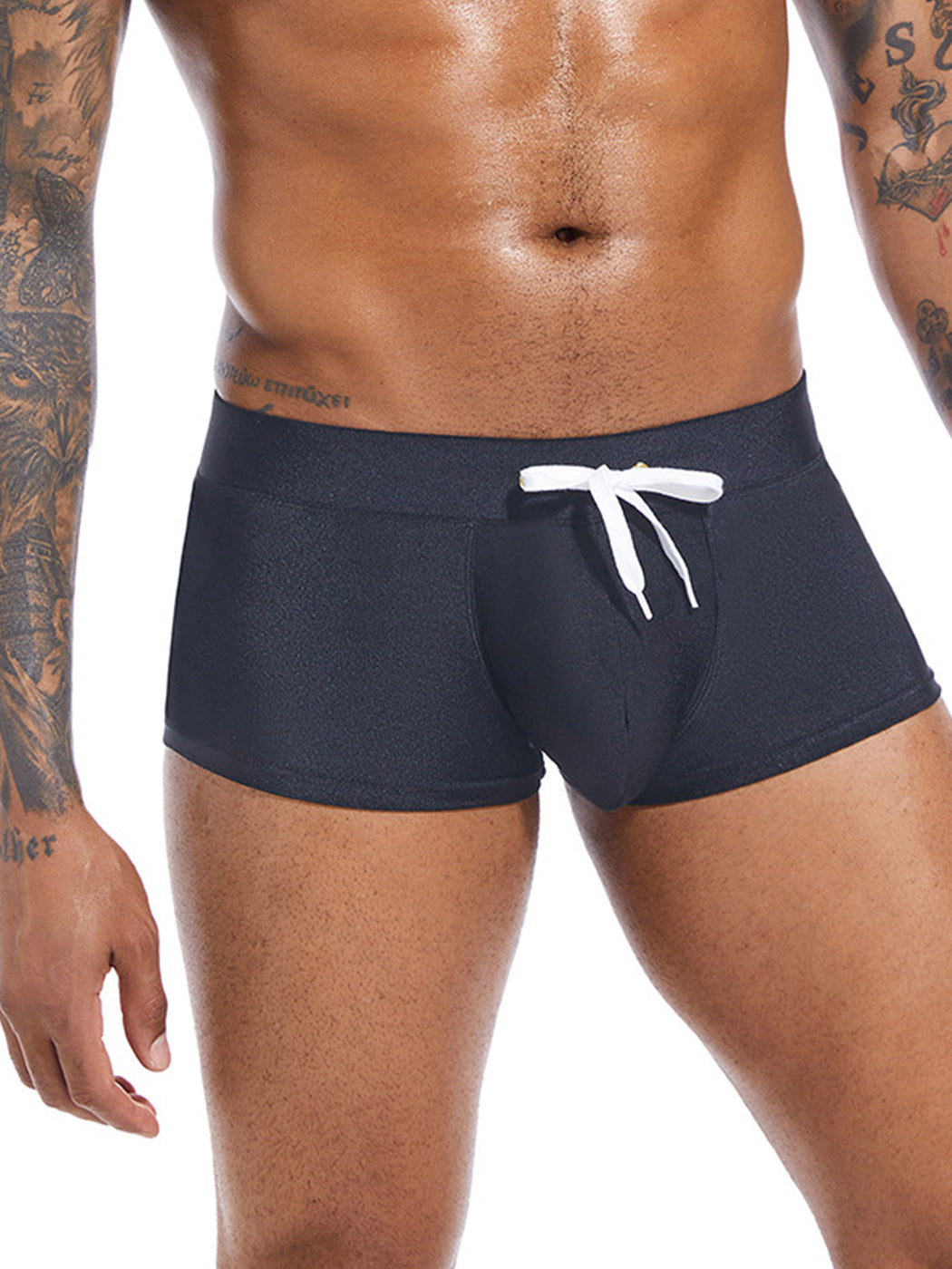 Men’s U Convex Pouch Swim Trunks with Drawstring