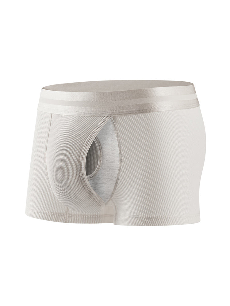 3 Pack Men's Breathable Comfort Double-Sided Access Soft Waffle Cotton Trunks
