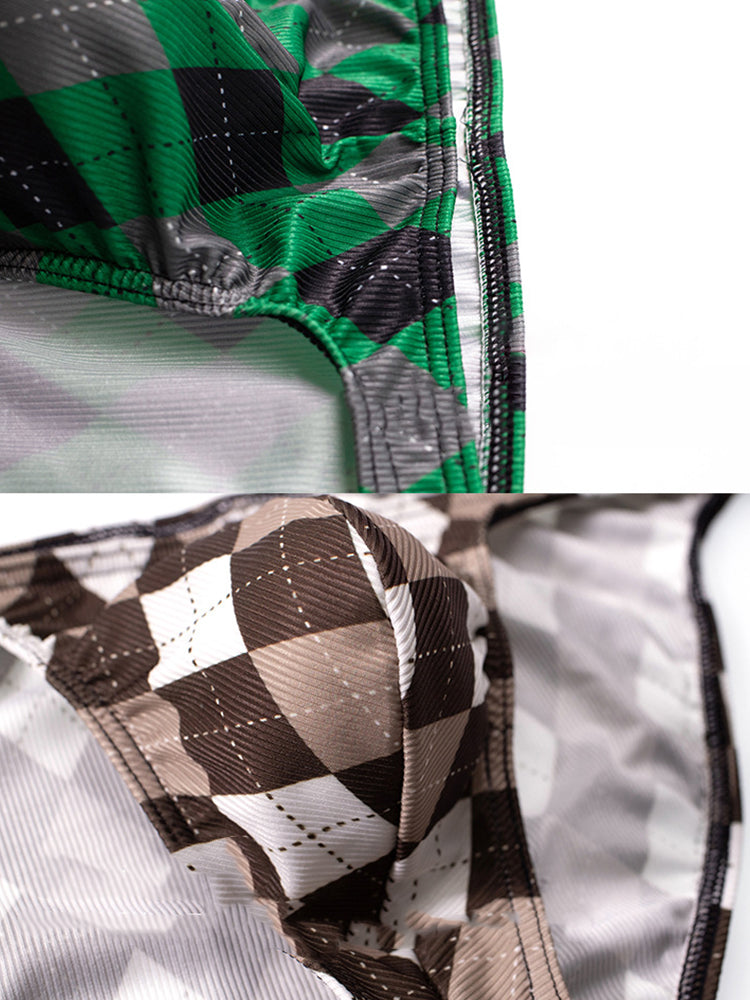 Men's Rhombus Check Pattern Pouch Briefs