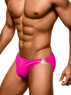 Men's Quick-Dry Odor-Control Solid Color Side Snap Swim Briefs