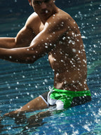 Men's Trendy Color-Block Beach Swim Shorts & Trunks