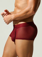 3 Pack Men's Striped Mesh Trunks with Comfort Pouch