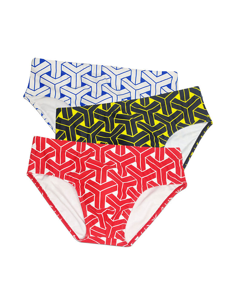 Men's 3D Pouch Printed Fitness Swim Briefs
