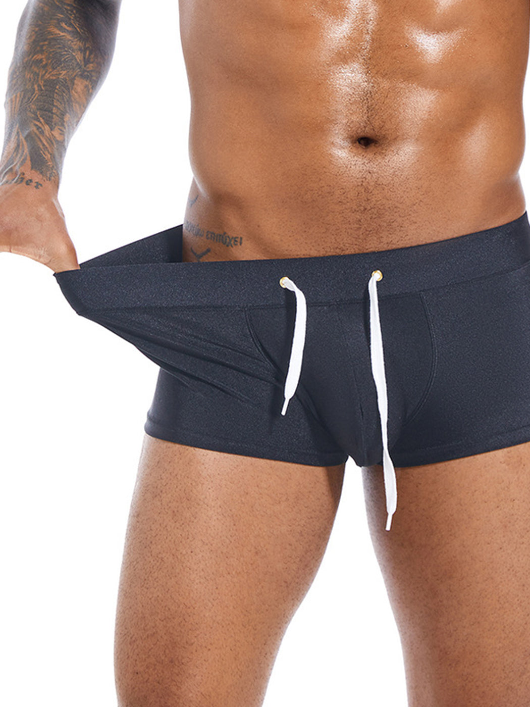 Men’s U Convex Pouch Swim Trunks with Drawstring