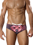 Men's Low-Rise Stylish Animal Print Swim Briefs