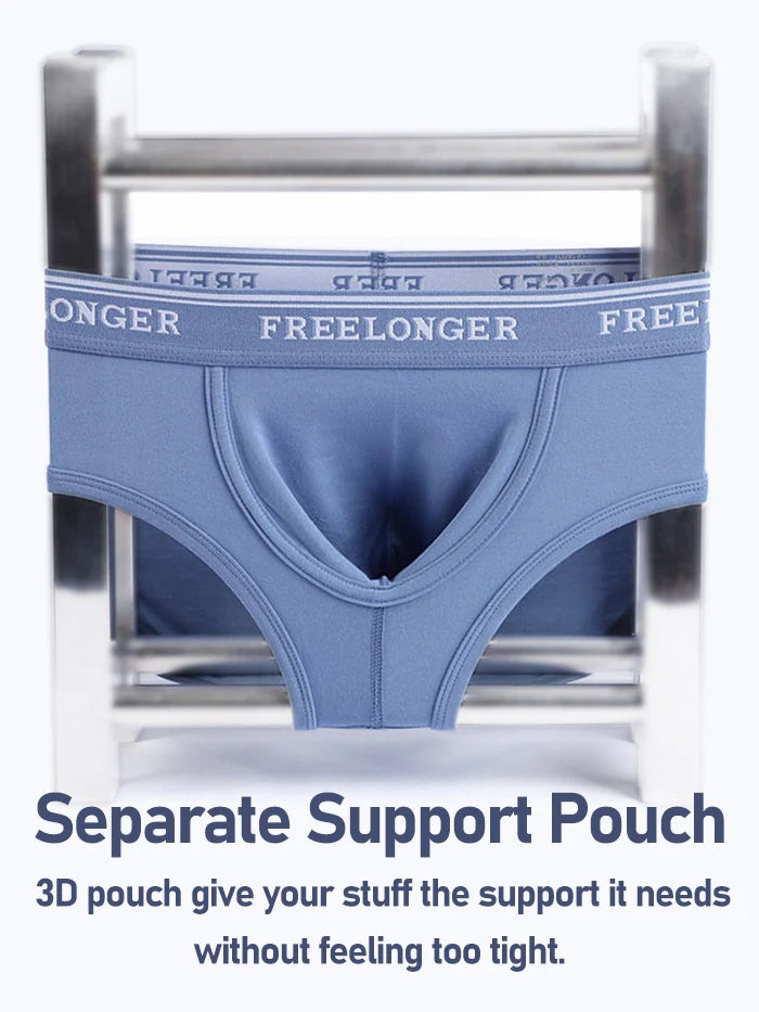 FreeLonger Men’s Soft Cotton Support Pouch Trunks