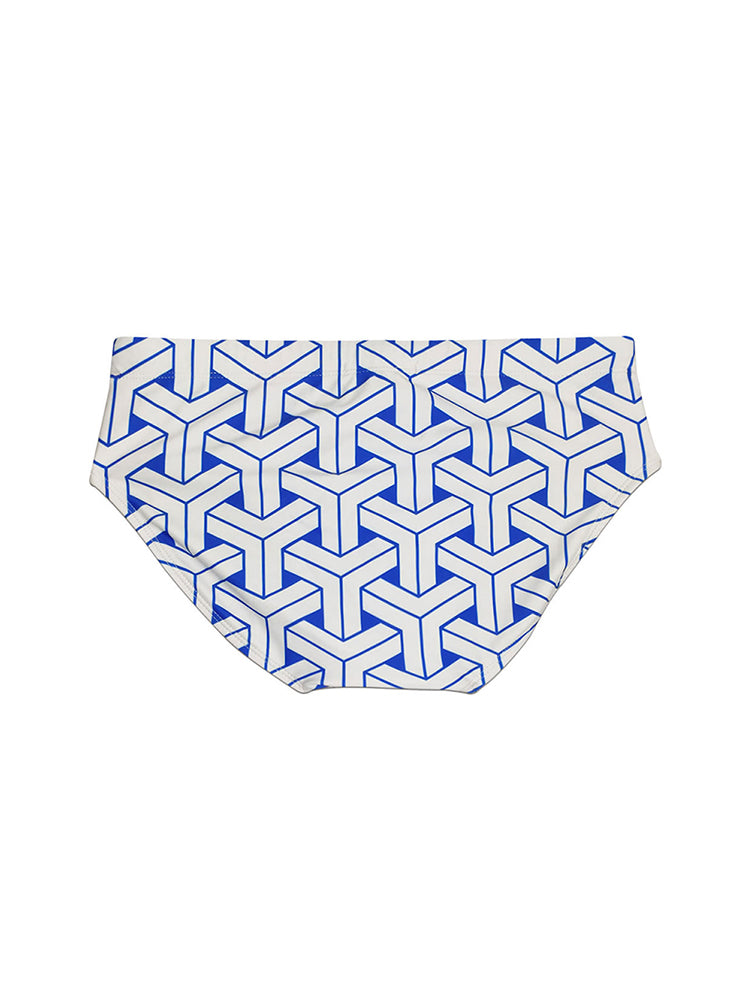 Men's 3D Pouch Printed Fitness Swim Briefs