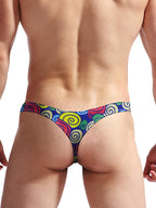 4 Pack Men's Large Pouch Playful Print Quick Dry Swim Thongs